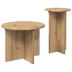 vidaXL Side Table Set 2 pcs Artisan Oak Ø 45 x 35 cm Engineered Wood 5