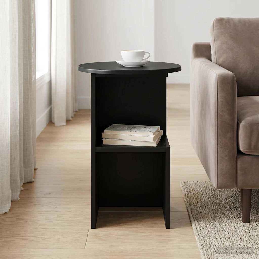 vidaXL Side Table Black Oak Ø 39.5 x 55 cm Engineered Wood 4