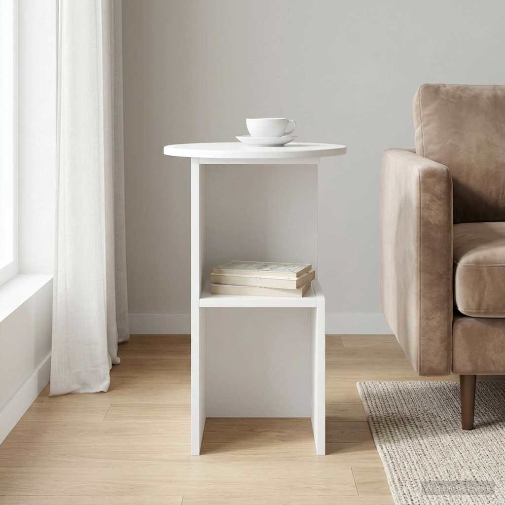vidaXL Side Table High Gloss White Ø 39.5 x 55 cm Engineered Wood 4
