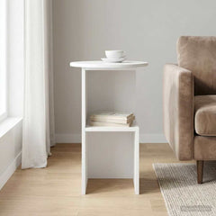 vidaXL Side Table High Gloss White Ø 39.5 x 55 cm Engineered Wood 4