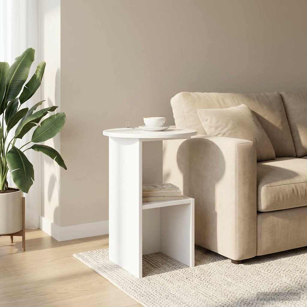 vidaXL Side Table High Gloss White Ø 39.5 x 55 cm Engineered Wood 1