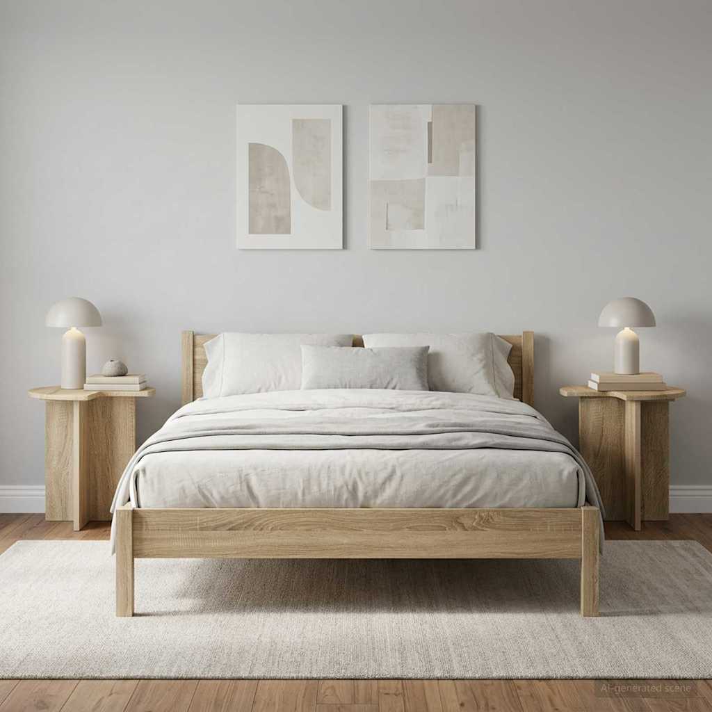 vidaXL Side Table 2 pcs Sonoma Oak Ø 39 x 38 cm Engineered Wood 4