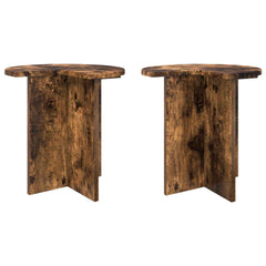 vidaXL Side Table 2 pcs Smoked Oak Ø 39 x 38 cm Engineered Wood 2