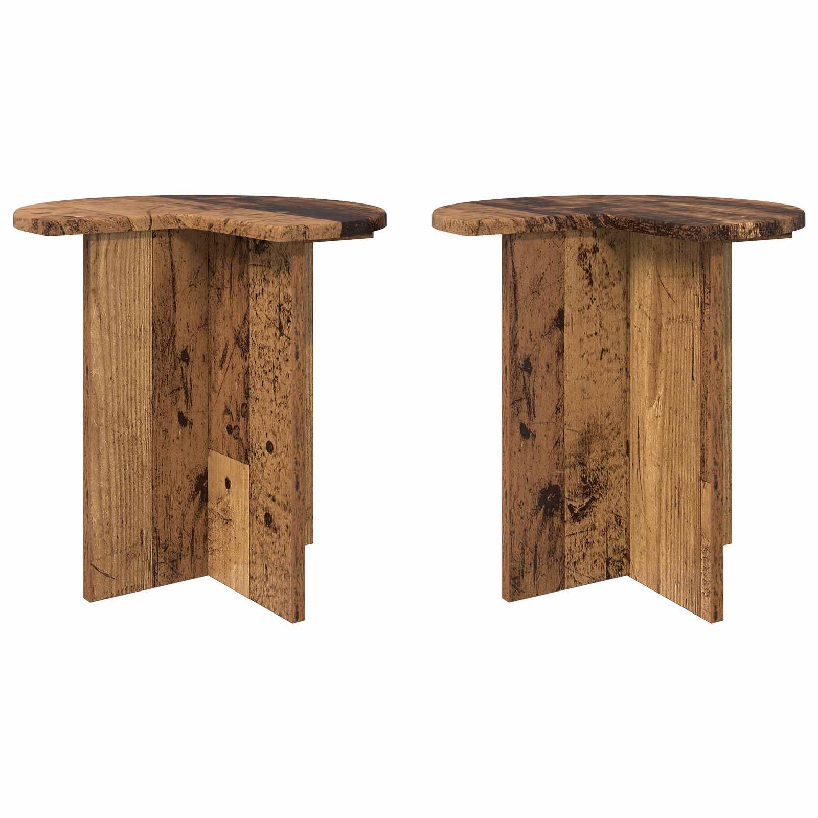 vidaXL Side Table 2 pcs Old Wood Ø 39 x 38 cm Engineered Wood 2
