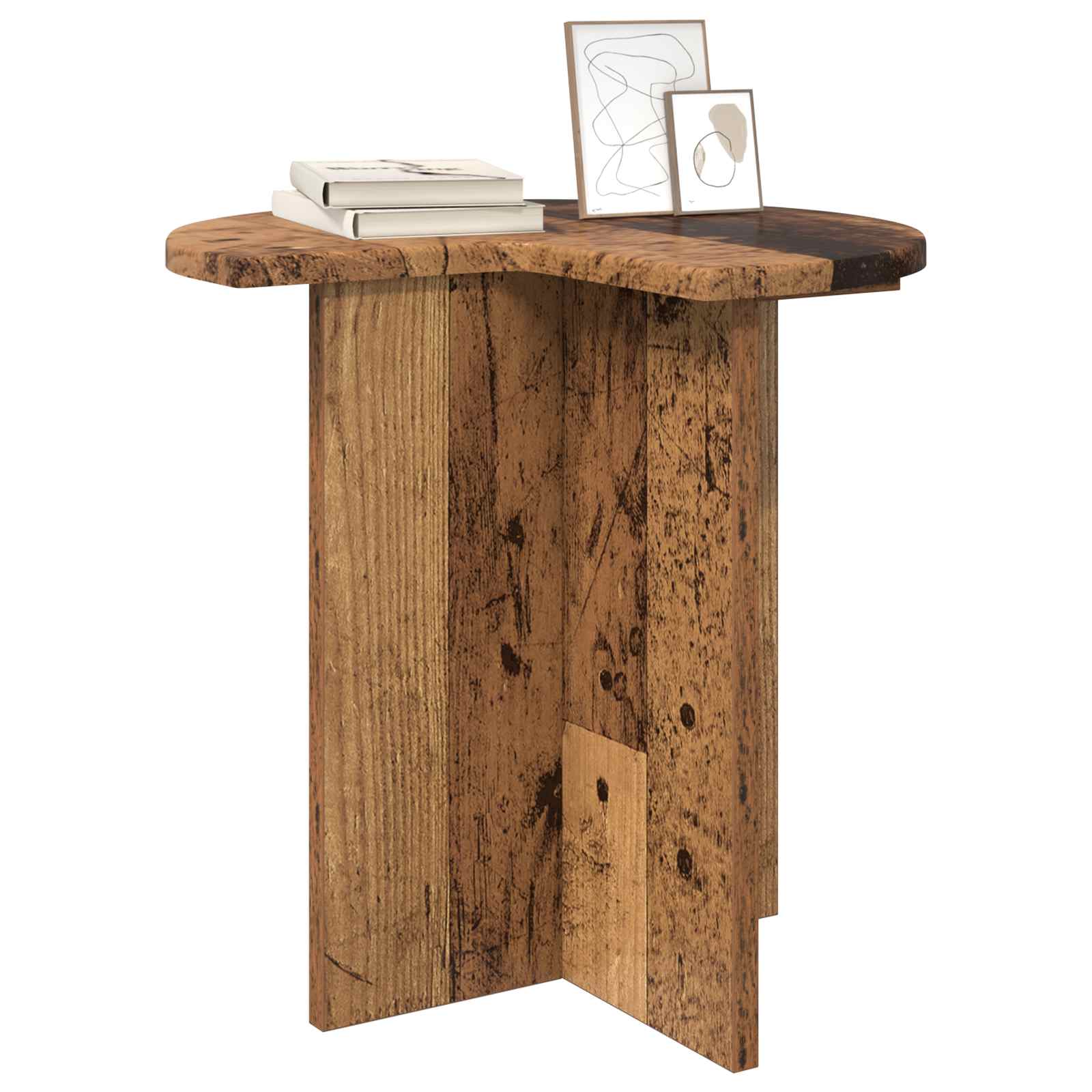 vidaXL Side Table 2 pcs Old Wood Ø 39 x 38 cm Engineered Wood 3