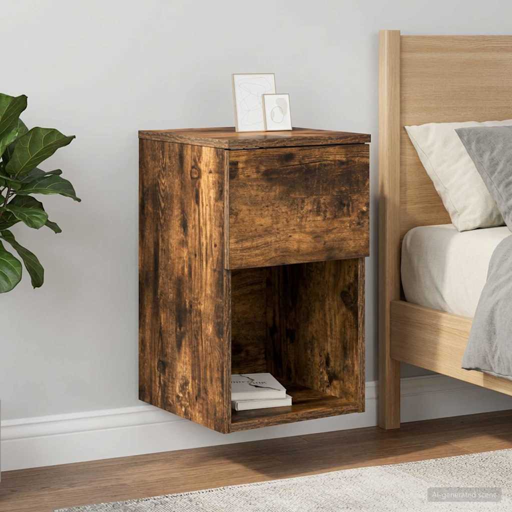 vidaXL Bed Cabinet Smoked Oak 29 x 31.5 x 49 cm Engineered Wood 4