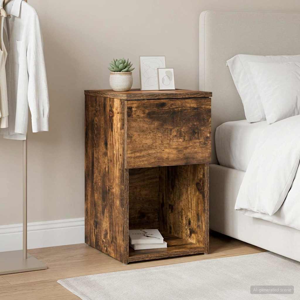 vidaXL Bed Cabinet Smoked Oak 29 x 31.5 x 49 cm Engineered Wood 1
