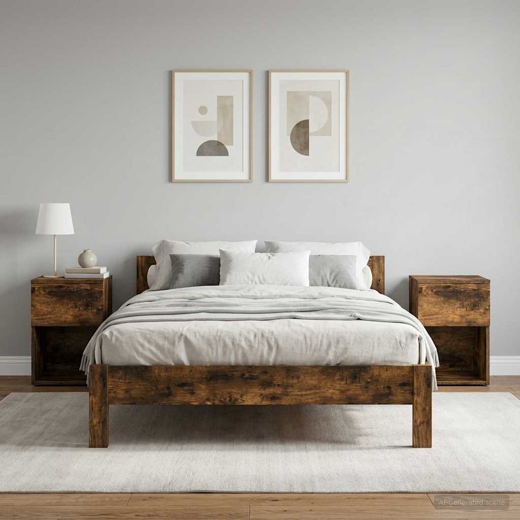 vidaXL Bed Cabinet 2 pcs Smoked Oak 29 x 31.5 x 49 cm Engineered Wood 1