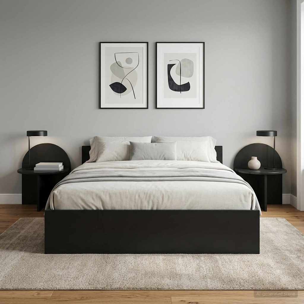 vidaXL Bedside Table 2 pcs Black Oak 40 x 35.5 x 45.5 cm 4