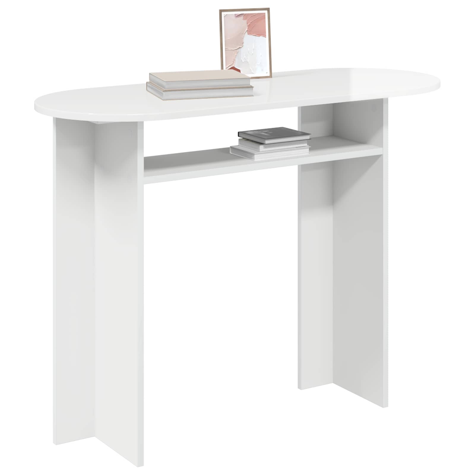vidaXL Console Table High Gloss White 100 x 39.5 x 75 cm 3