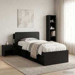 vidaXL Headboard Cabinet with Storage Black Engineered Wood 1