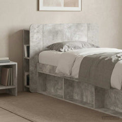 vidaXL Headboard Cabinet with Storage Concrete Grey Engineered Wood 4