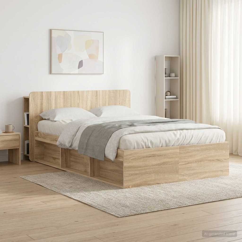vidaXL Headboard Cabinet with Storage Sonoma Engineered Wood 1