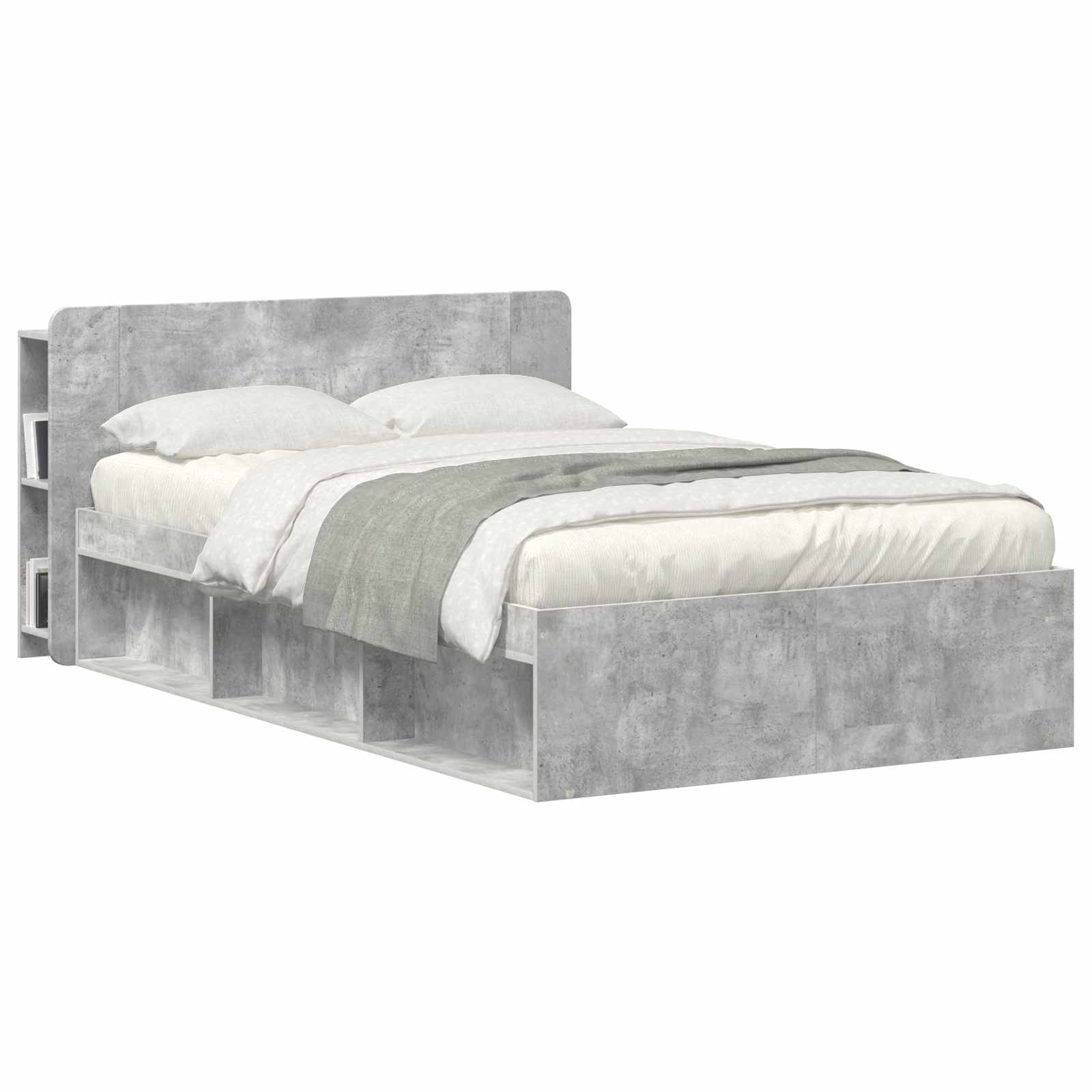 vidaXL Headboard Cabinet with Storage Concrete Grey Engineered Wood 3
