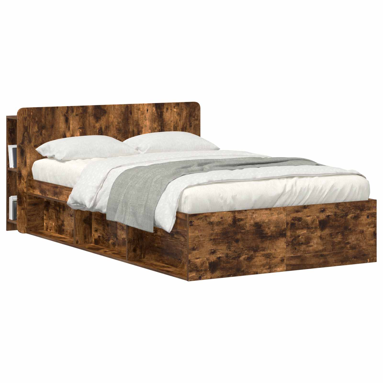 vidaXL Headboard Cabinet with Storage Smoked Oak Engineered Wood 3