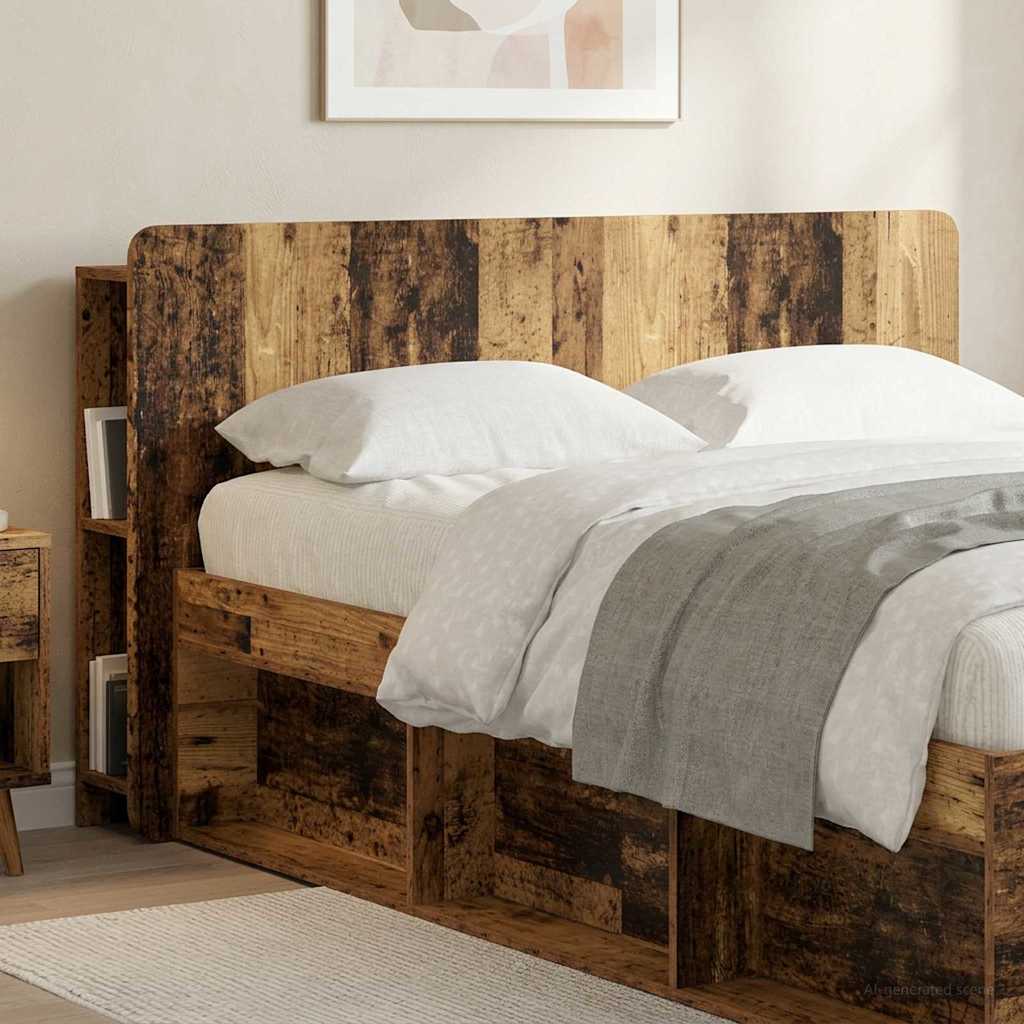 vidaXL Headboard Cabinet with Storage Old Wood Engineered Wood 4
