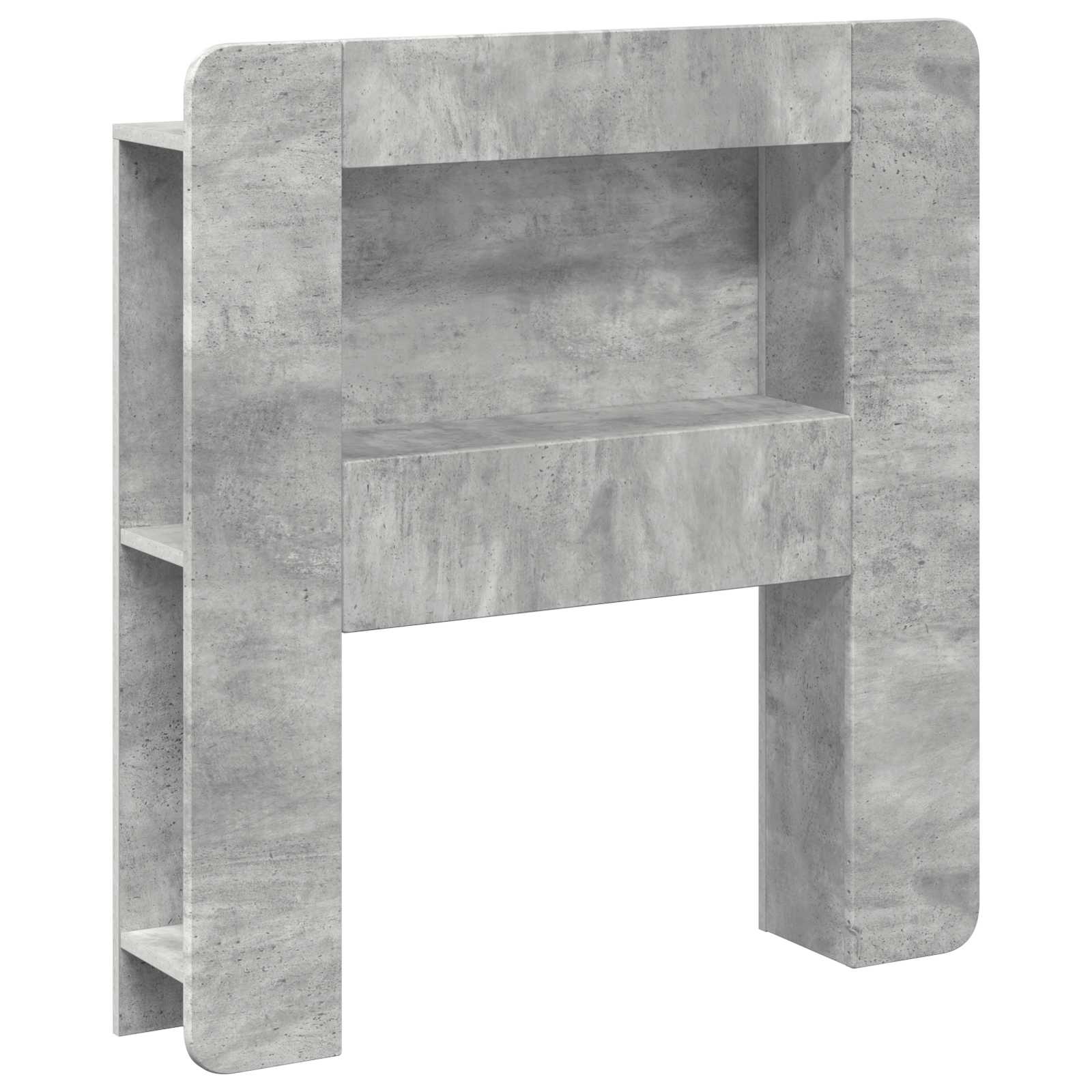 vidaXL Headboard Cabinet with Storage Concrete Grey Engineered Wood 2