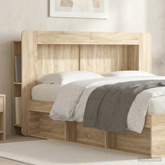 Headboard Cabinet with Storage Engineered Wood Width 140 cm Sonoma oak