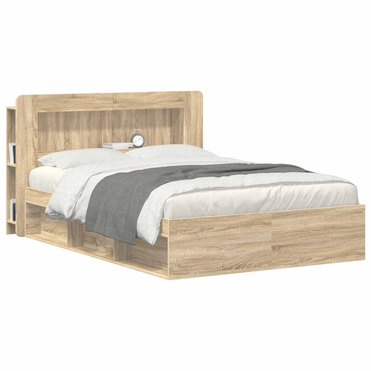 Headboard Cabinet with Storage Engineered Wood Width 140 cm Sonoma oak