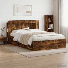 Headboard Cabinet with Storage Engineered Wood Width 140 cm Smoked oak