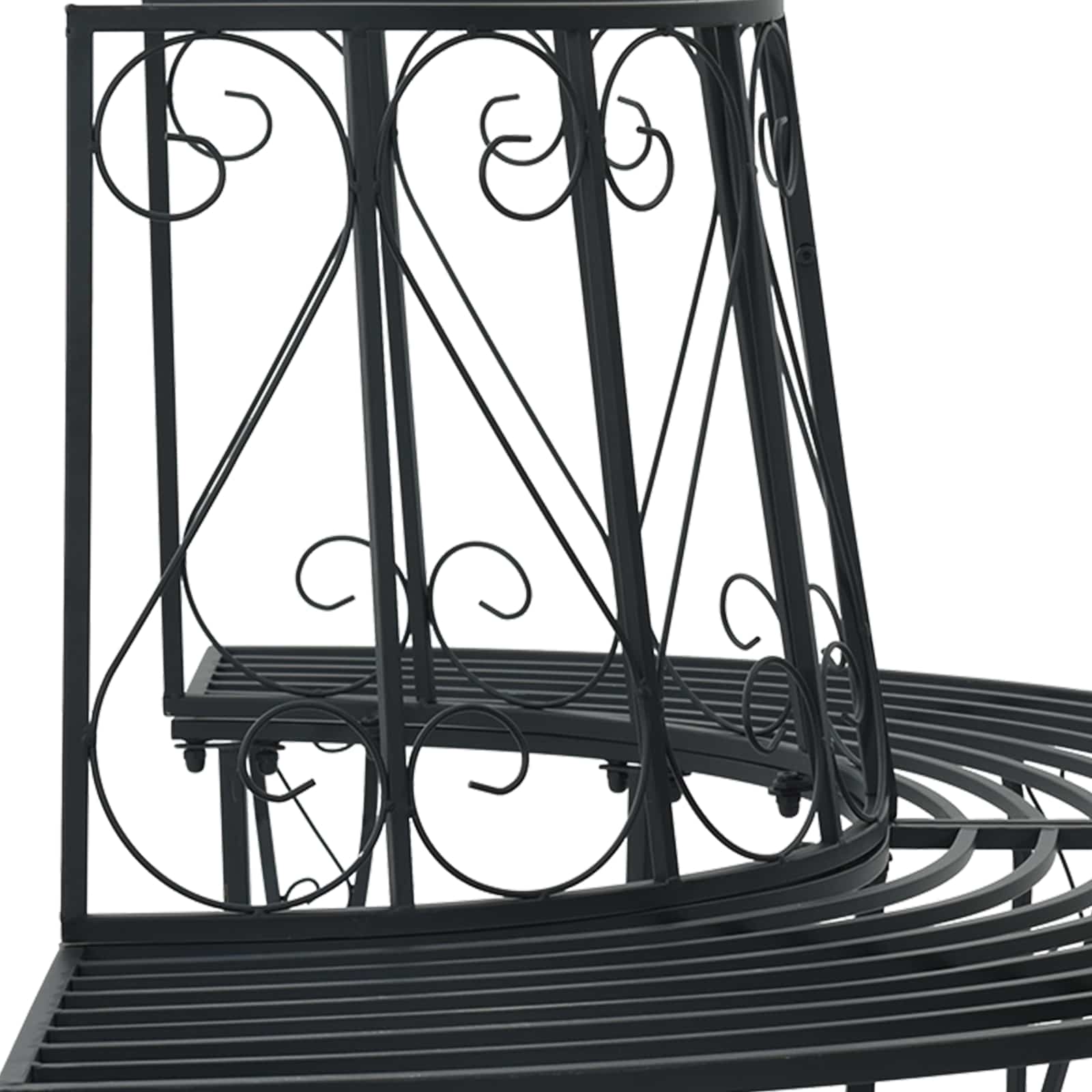 vidaXL Tree Bench 4-Seater 160 x 80 x 89 cm Steel Black Half-round 5
