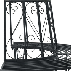 vidaXL Tree Bench 4-Seater 160 x 80 x 89 cm Steel Black Half-round 5