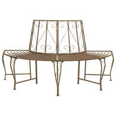 vidaXL Tree Bench 4-Seater 160 x 80 x 89 cm Steel Antique Brown 1