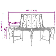 vidaXL Tree Bench 4-Seater 160 x 80 x 89 cm Steel Antique Brown 6