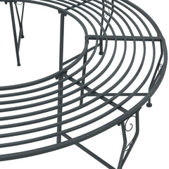 vidaXL Tree Bench 8-Seater Ø 160 x 44 cm Steel Silver Grey Round 4