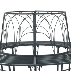 vidaXL Tree Bench 8-Seater Ø 160 x 89 cm Steel Silver Grey Round 4