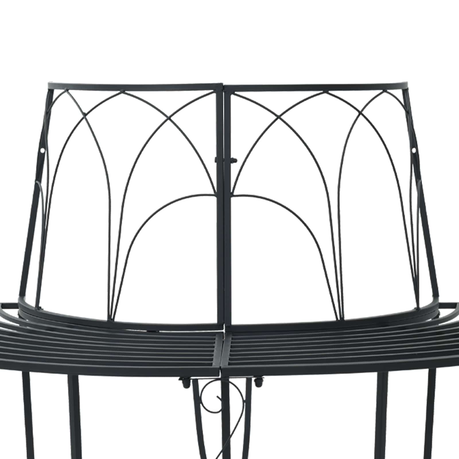 vidaXL Tree Bench 4-Seater 160 x 80 x 89 cm Steel Black Half-round 4