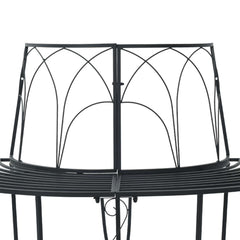 vidaXL Tree Bench 4-Seater 160 x 80 x 89 cm Steel Black Half-round 4