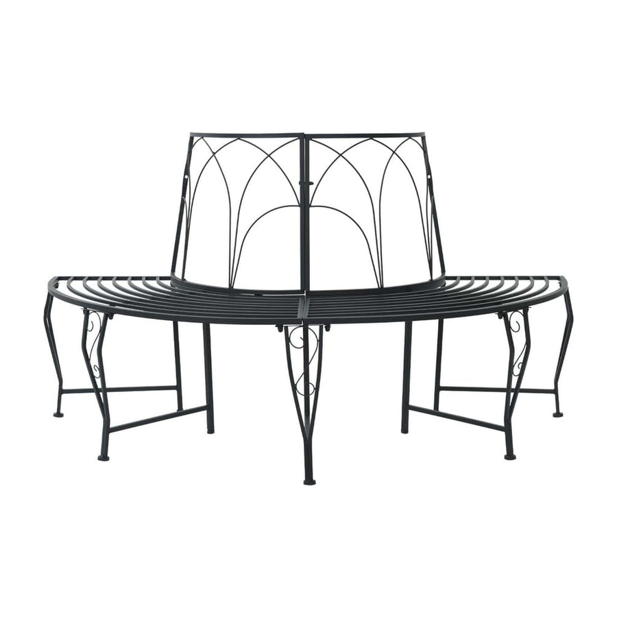 Tree Bench 4 -Seater Steel Black Half-round