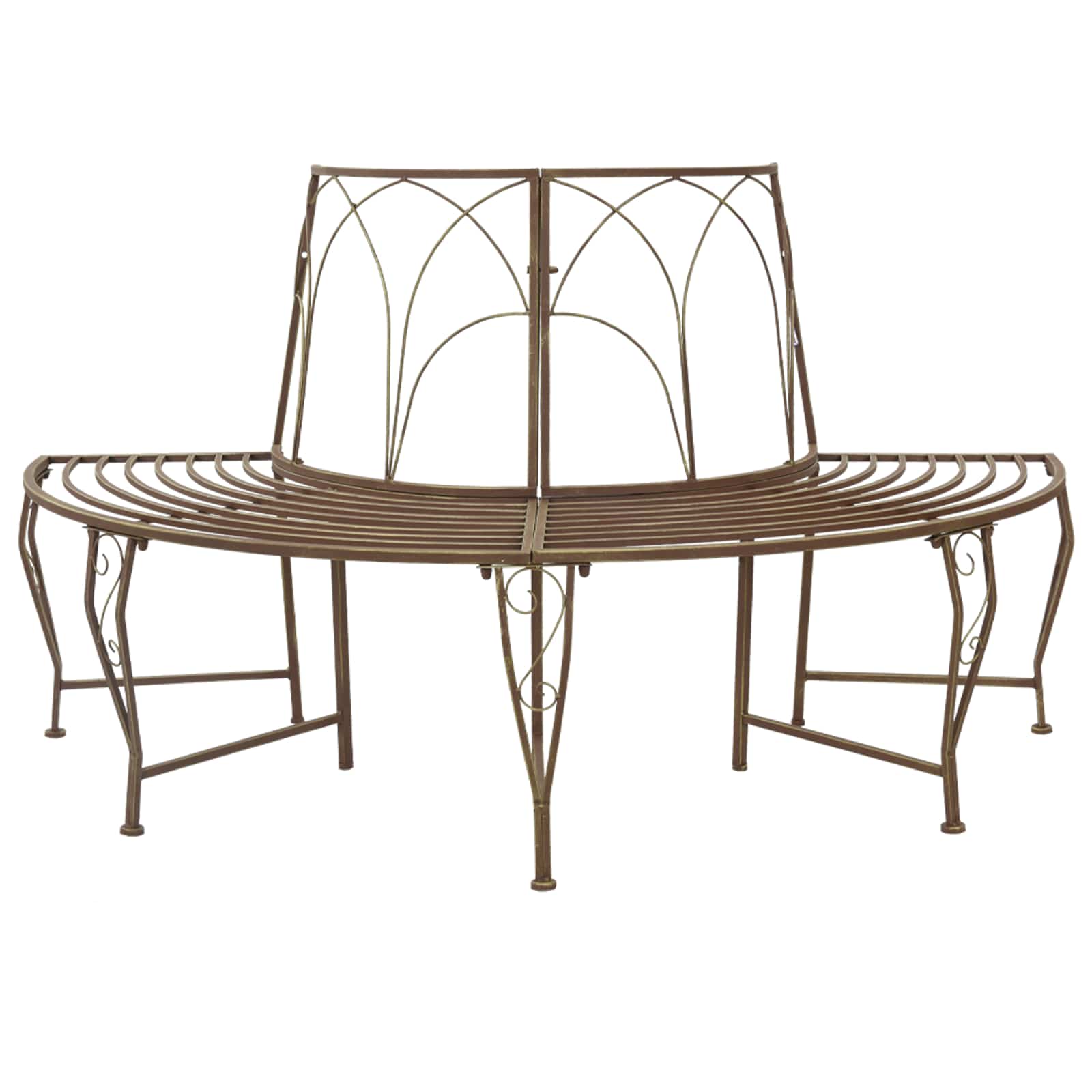 vidaXL Tree Bench 4-Seater 160 x 80 x 89 cm Steel Antique Brown 1
