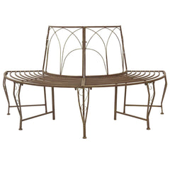 vidaXL Tree Bench 4-Seater 160 x 80 x 89 cm Steel Antique Brown 1