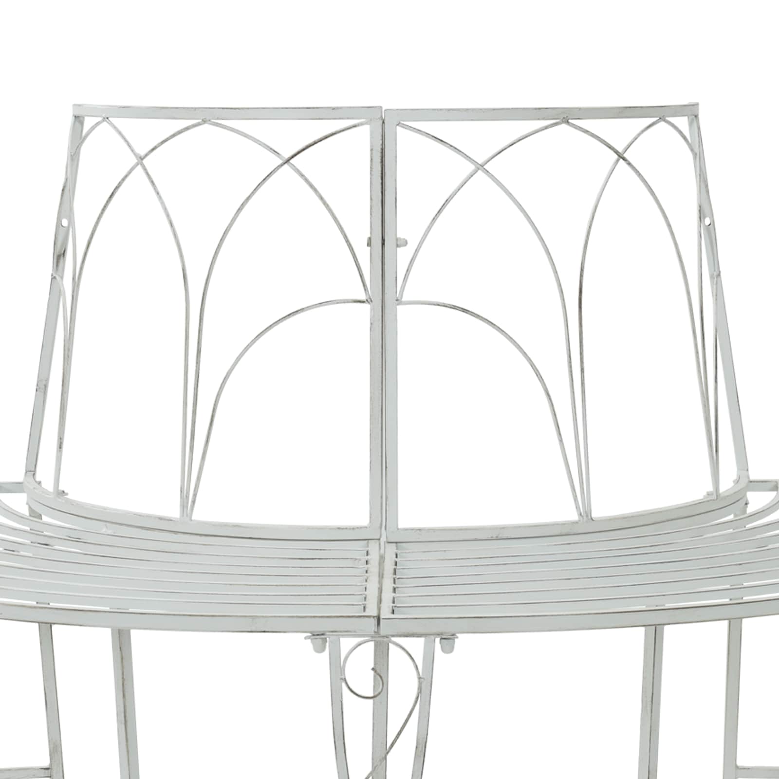 vidaXL Tree Bench 4-Seater 160 x 80 x 89 cm Steel Antique White 4