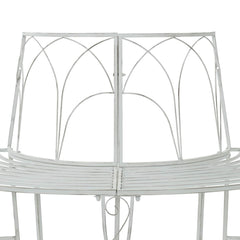 vidaXL Tree Bench 4-Seater 160 x 80 x 89 cm Steel Antique White 4