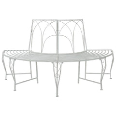vidaXL Tree Bench 4-Seater 160 x 80 x 89 cm Steel Antique White 1