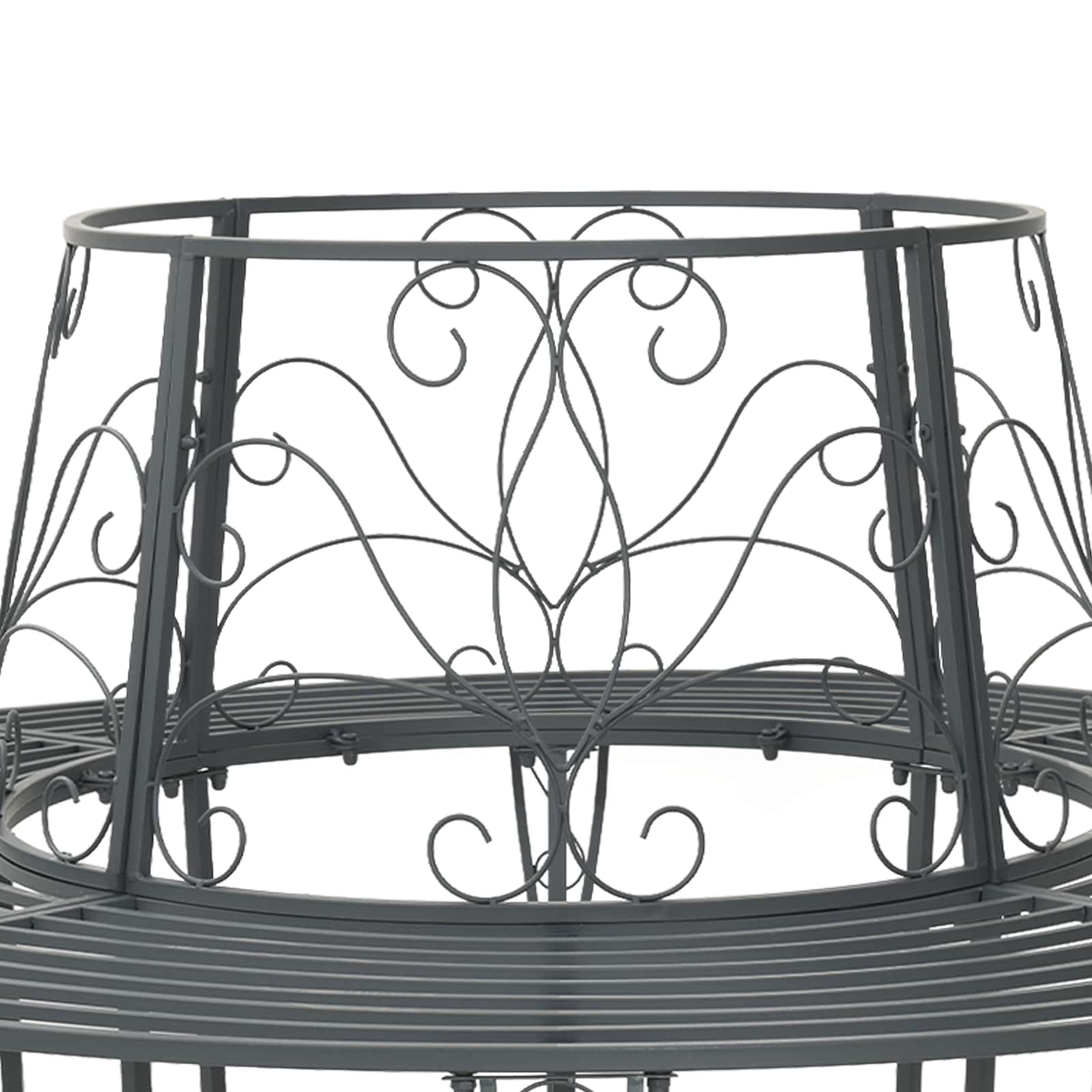 vidaXL Tree Bench 8-Seater Ø 160 x 89 cm Steel Silver Grey Round 5
