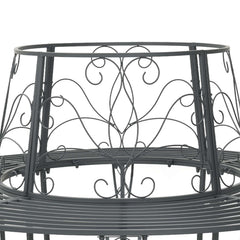 vidaXL Tree Bench 8-Seater Ø 160 x 89 cm Steel Silver Grey Round 5