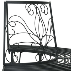 vidaXL Tree Bench 4-Seater 160 x 80 x 89 cm Steel Black Half-round 5