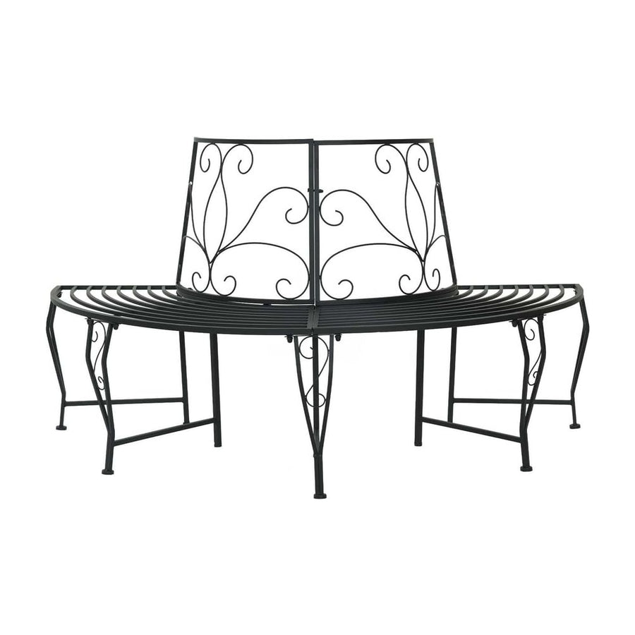 Tree Bench 4 -Seater Steel Black Half-round