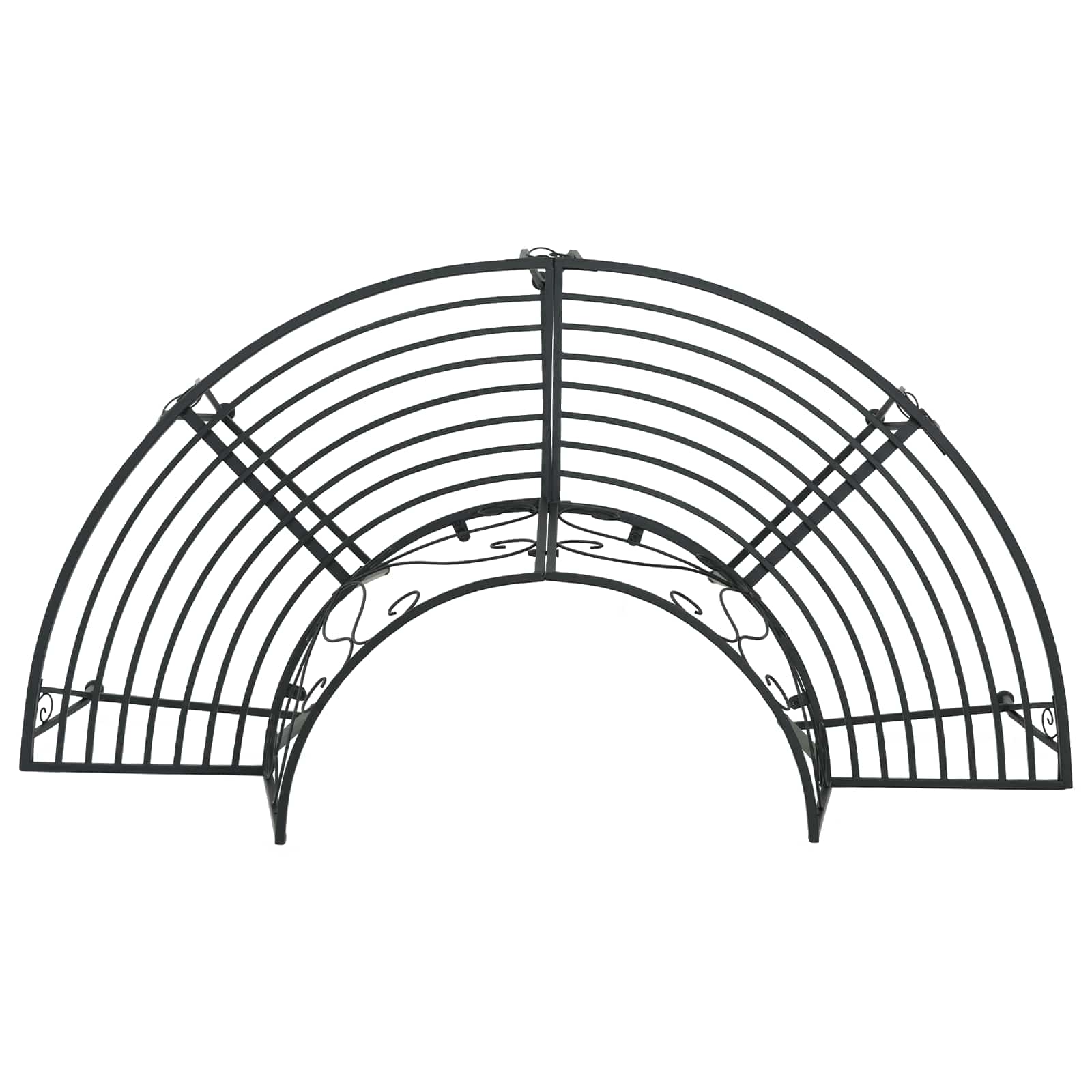 vidaXL Tree Bench 4-Seater 160 x 80 x 89 cm Steel Black Half-round 2
