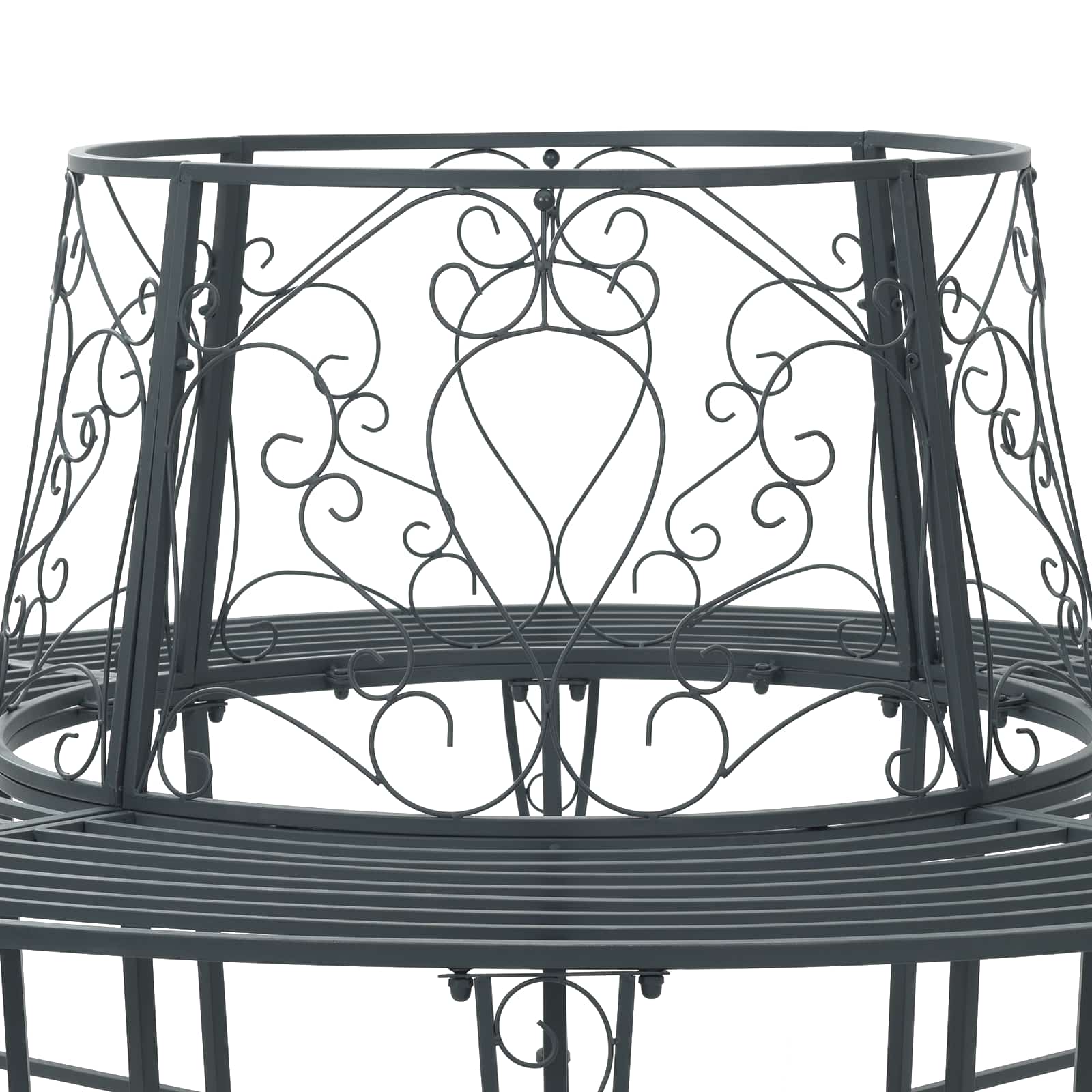 vidaXL Tree Bench 8-Seater Ø 160 x 89 cm Steel Silver Grey Round 5