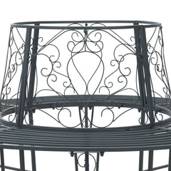 vidaXL Tree Bench 8-Seater Ø 160 x 89 cm Steel Silver Grey Round 5