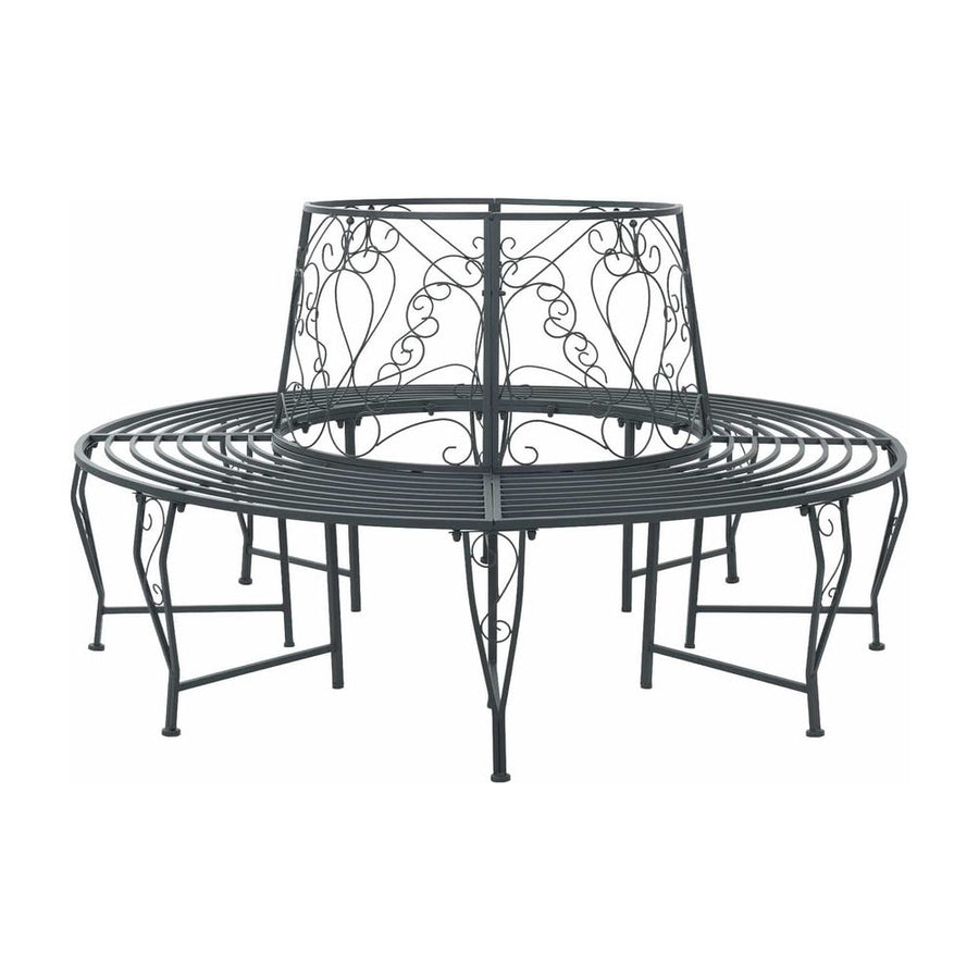 Tree Bench 8 -Seater Steel Silver Grey Round