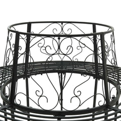 vidaXL Tree Bench 8-Seater Ø 160 x 89 cm Steel Black Round 5