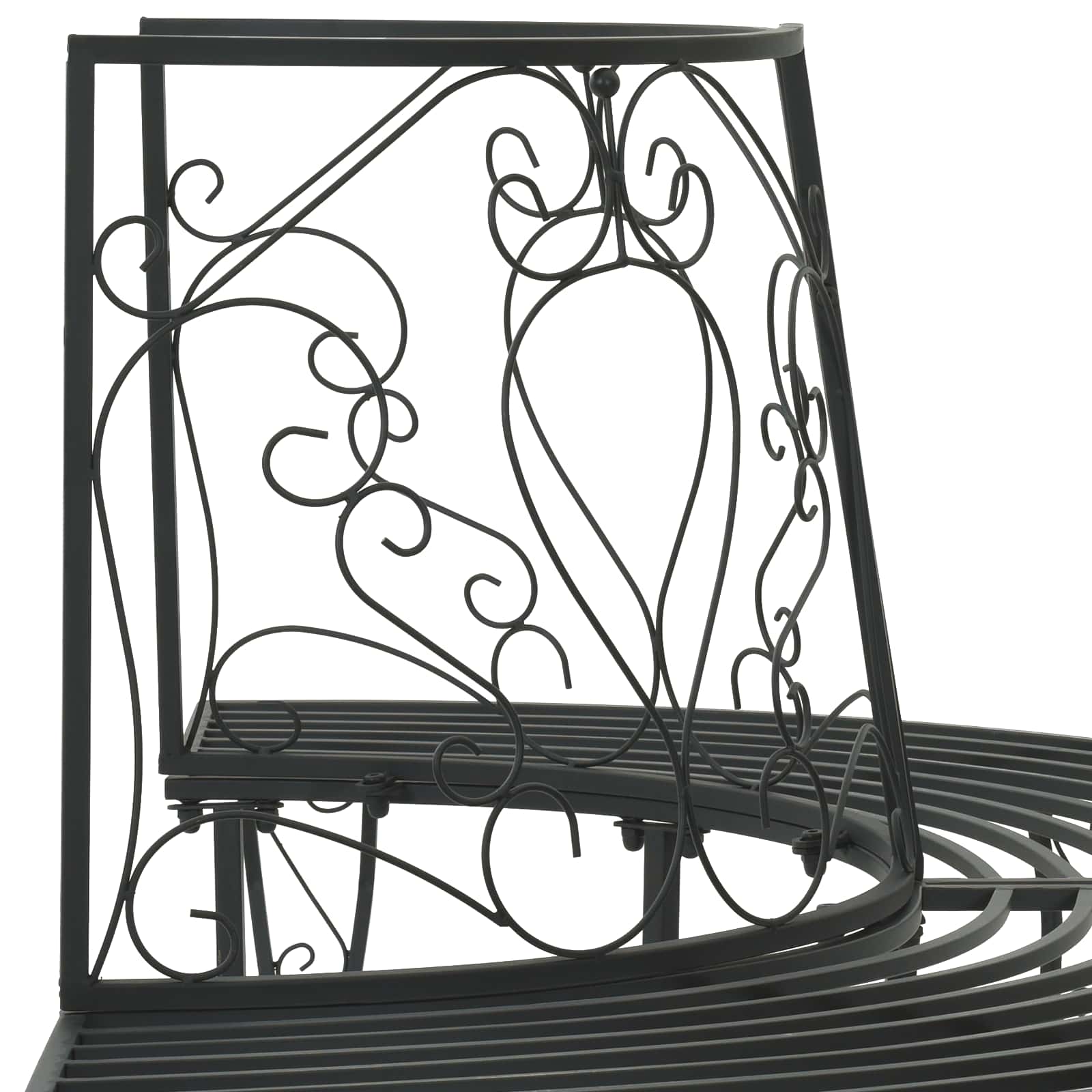 vidaXL Tree Bench 4-Seater 160 x 80 x 89 cm Steel Black Half-round 5