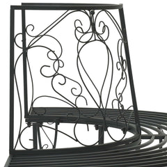 vidaXL Tree Bench 4-Seater 160 x 80 x 89 cm Steel Black Half-round 5