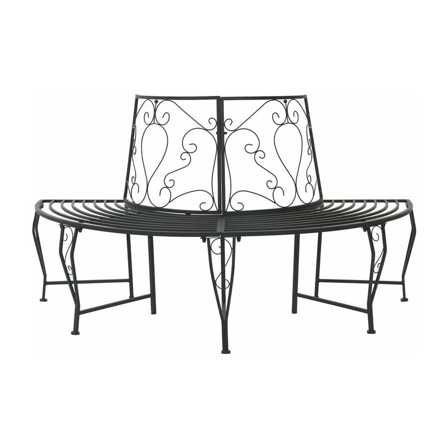Tree Bench 4 -Seater Steel Black Half-round
